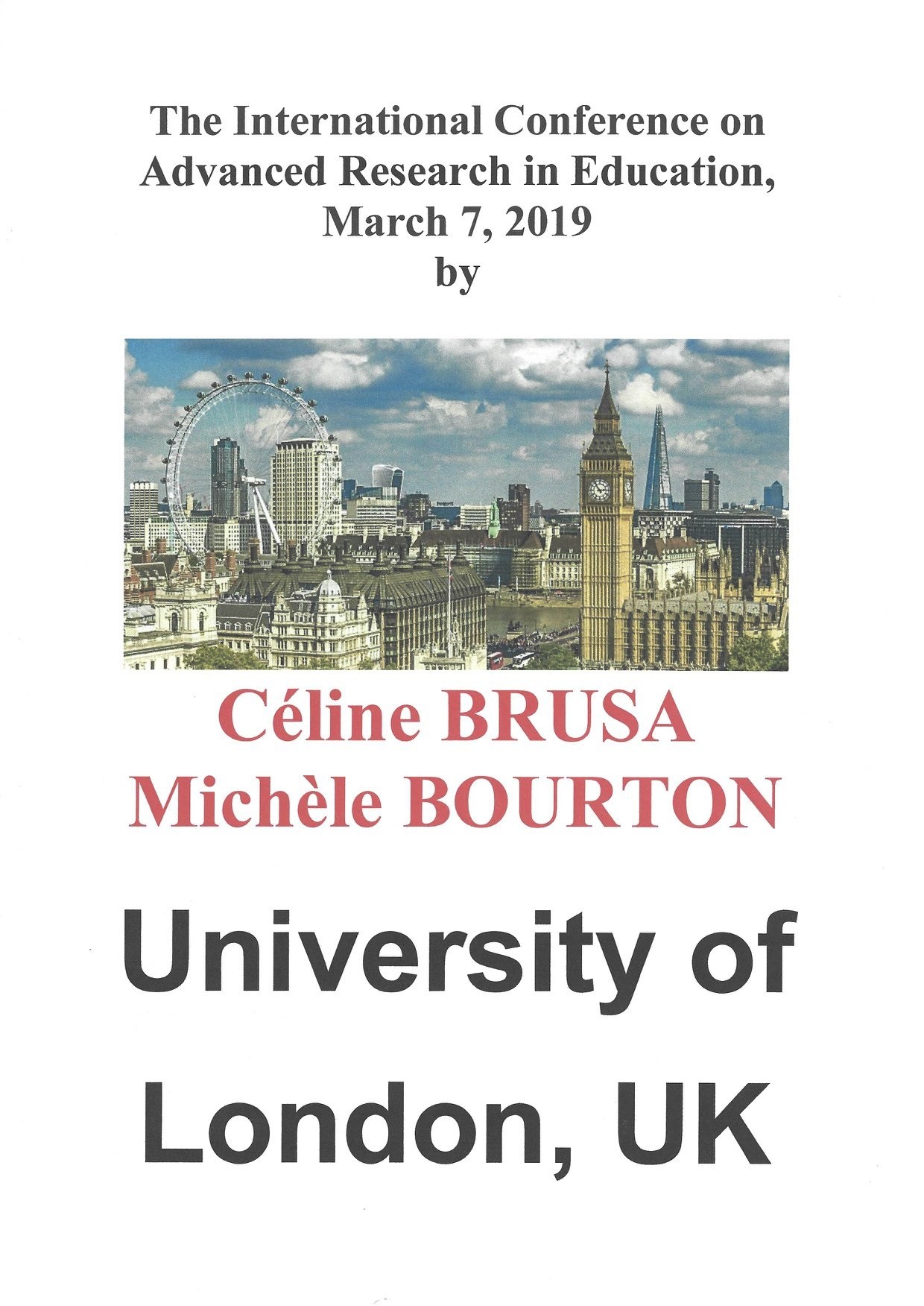 Affiche conférence Londres mars 2019